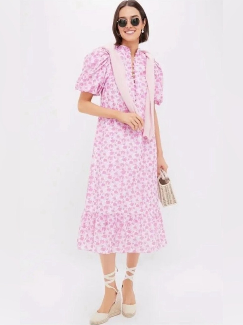 NWT Tuckernuck Hyacinth House Pink White Floral Mimi MIDI Dress Size XXL